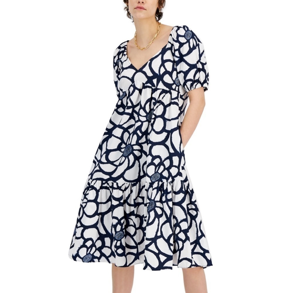 INC INTERNATIONAL CONCEPTS
Printed A-line Dress, Navy and White Dress size S